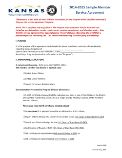 Sample Member Contract for Participation in AmeriCorps