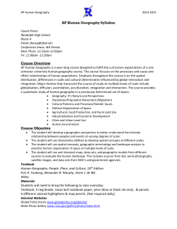 AP Human Geography 2014-2015 AP Human Geography Syllabus