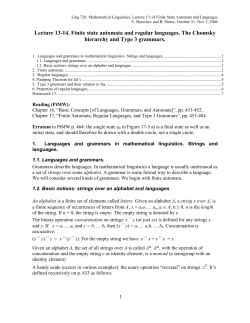 Lecture 13-14. Finite state automata and regular languages. The