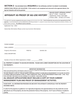 2016 Affidavit as Proof of Ag-Use History