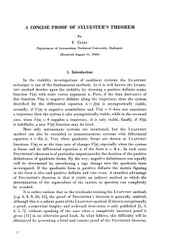 A CONCISE PROOF OF SYLVESTER`S THEOREM