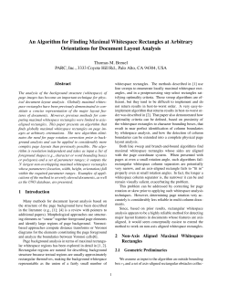 An Algorithm for Finding Maximal Whitespace Rectangles at