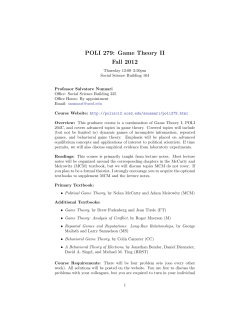 POLI 279: Game Theory II Fall 2012