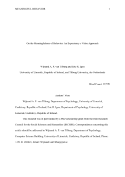 MEANINGFUL BEHAVIOR 1 On the Meaningfulness of Behavior: An