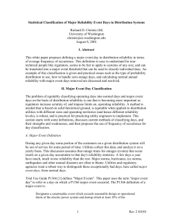 Statistical Classification of Major Reliability Events in Distribution