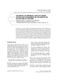 The impact of empirical tests of transaction cost