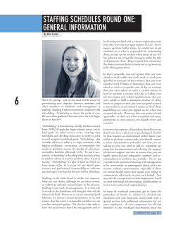 PRESIDENT`S REPORT STAFFING SCHEDULES ROUND ONE
