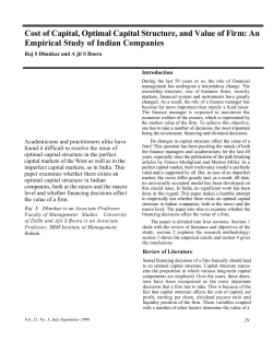 Cost of Capital, Optimal Capital Structure, and Value of Firm: An