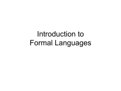 Introduction to Formal Languages