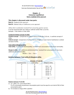 Consumer equilibrium This chapter is discussed under two parts
