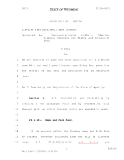 HB0206 Lifetime game bird/small game license.