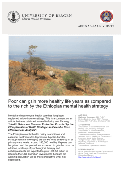 Poor can gain more health life years by the Ethiopian mental