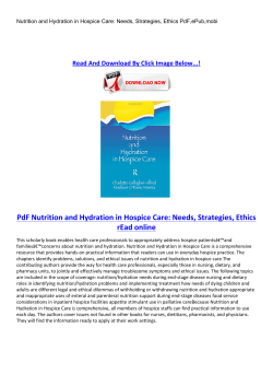 PdF Nutrition and Hydration in Hospice Care: Needs, Strategies