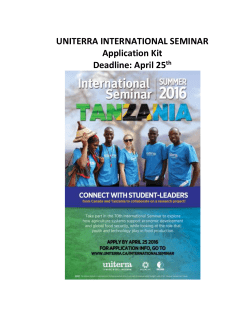 INTRODUCTION Take part in the 2016 International Seminar to