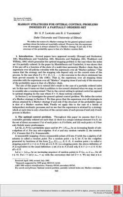 MARKOV STRATEGIES FOR OPTIMAL CONTROL PROBLEMS