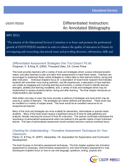 Differentiated Assessment Strategies One Tool Doesn`t Fit All.