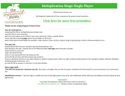 Multiplication Bingo Single Player