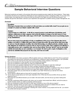 Sample Behavioral Interview Questions