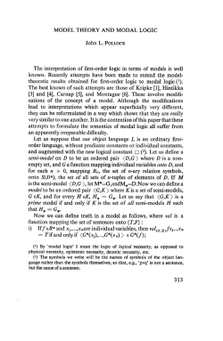 MODEL THEORY AND MODAL LOGIC John L. POLLOCK
