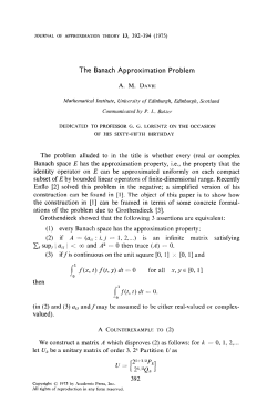 The Banach Approximation Problem AM DAVIE The