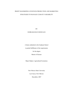 PROFIT MAXIMIZING LIVESTOCK PRODUCTION AND