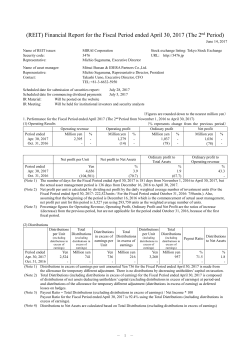 (REIT) Financial Report for the Fiscal Period ended April 30, 2017