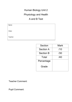 Human Biology Unit 2 - Kinross High School