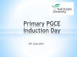 PGCE Induction Day - York St John University