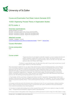 Merkblatt 10,632 Organizing: Process Theory in Organization