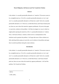 1 Moral Obligation, Self-Interest and The Transitivity