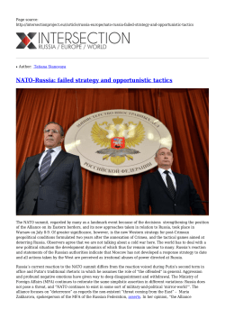 NATO-Russia: failed strategy and opportunistic