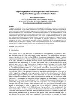 Improving Food Quality through Institutional Innovations: Using a