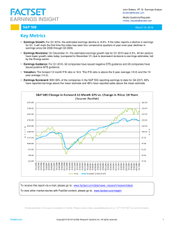 EARNINGS INSIGHT Key Metrics