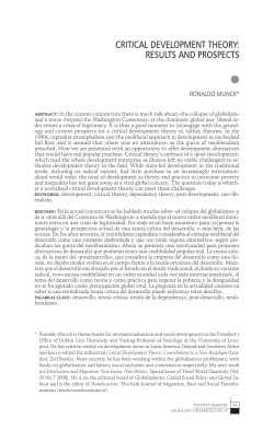 CrITICAL DeVeLOPmenT THeOrY: reSuLTS AnD PrOSPeCTS