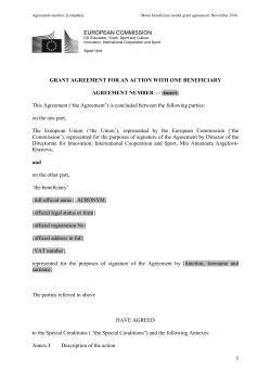 grant agreement for an action with one beneficiary