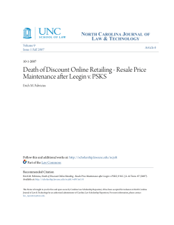 Death of Discount Online Retailing - Resale Price Maintenance after