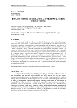 implicit theoris of educators and william glasser`s choice theory