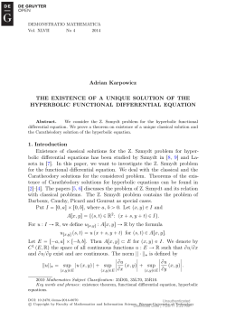 Adrian Karpowicz THE EXISTENCE OF A UNIQUE SOLUTION OF
