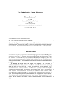 The factorisation Forest Theorem 1 Introduction