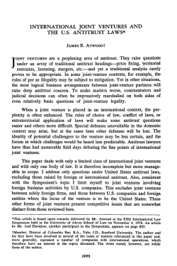 International Joint Ventures and the U.S. Antitrust Laws