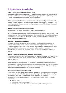 A short guide to Accreditation - National Adult Literacy Agency