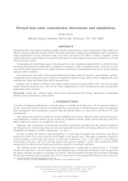 Fresnel lens solar concentrator derivations and simulations