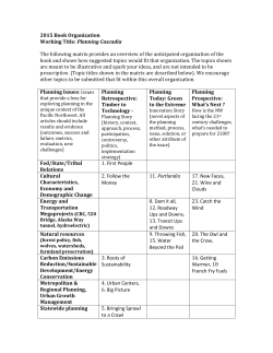2015 Book Organization Working Title: Planning Cascadia The