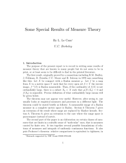 Some Special Results of Measure Theory