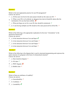Question 1 Which is the most appropriate practice for user ID