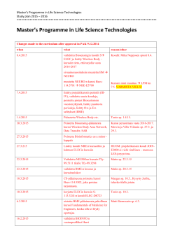 Master`s Programme in Life Science Technologies