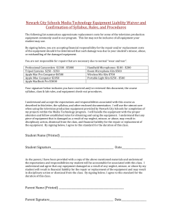 Newark City Schools Media Technology Equipment Liability Waiver