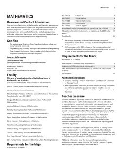 mathematics - Mount Holyoke College Catalog