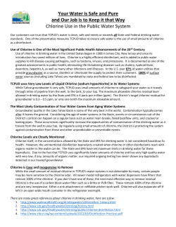 Chlorine Use in Water Systems FAQs - Tahoe City Public Utility District
