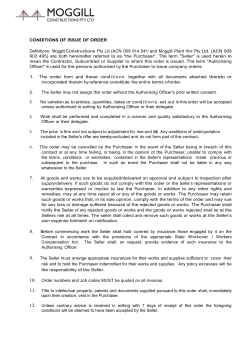 CONDITIONS OF ISSUE OF ORDER Definitions: Moggill